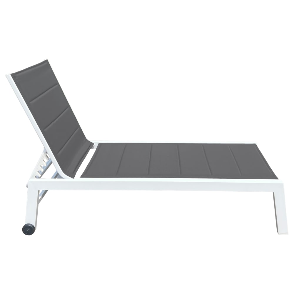 Bain de soleil en textilène gris et aluminium blanc - Maisons du Monde
