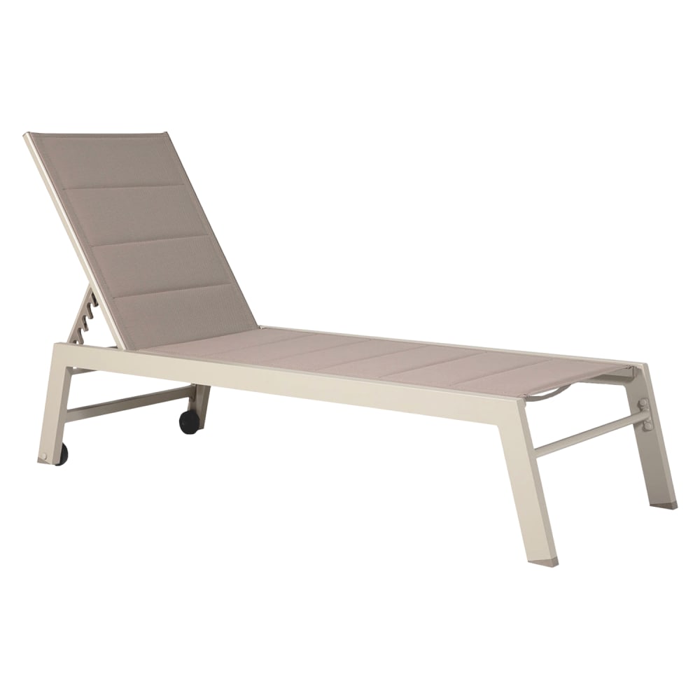 Bain de soleil en textilène taupe et aluminium taupe