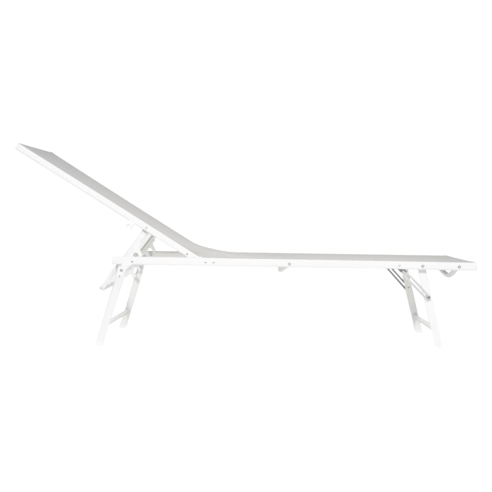 Lot de 2 transats pliants en acier blanc et textilène gris - Maisons du Monde