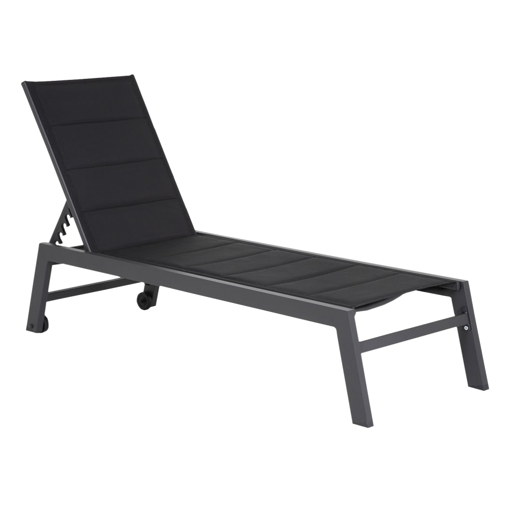 Bain de soleil en textilène noir et aluminium anthracite