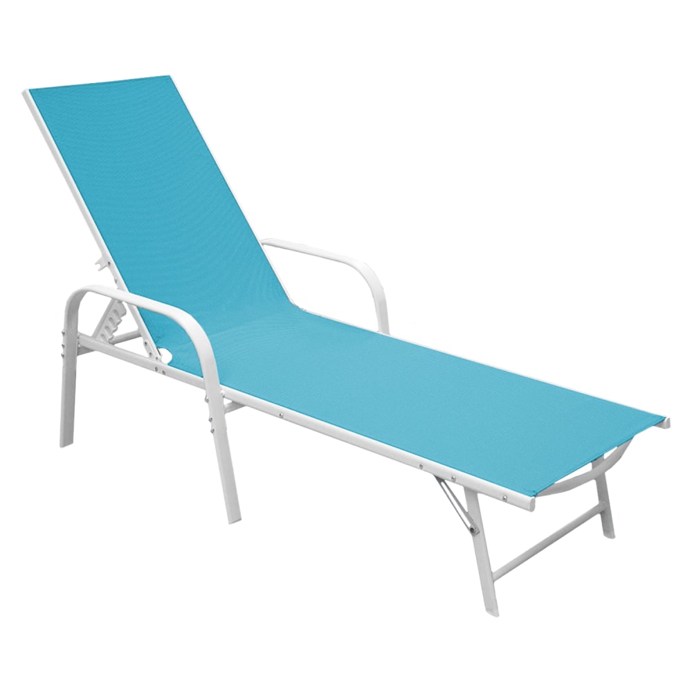 Lot de 2 transats en acier blanc et textilène bleu clair - Maisons du Monde