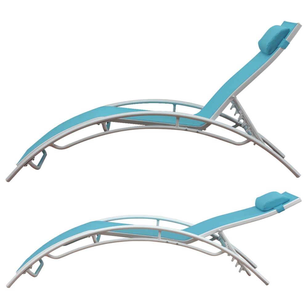 Lot de 2 transat en textilène bleu et structure blanche - Maisons du Monde