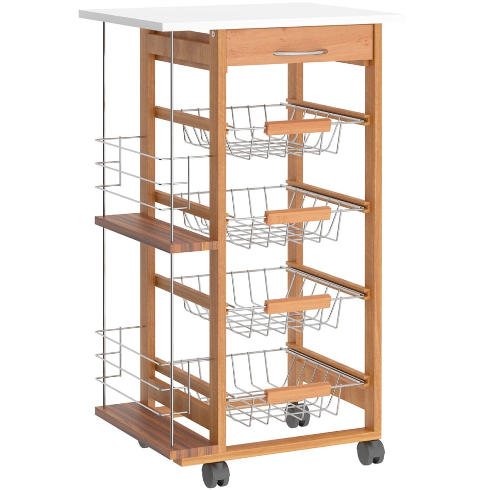 Carrito de cocina 47x37x83 cm madera natural