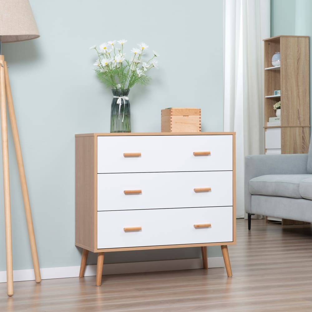 Cómoda de madera 80x39x80 cm blanco y natural - Maisons du Monde