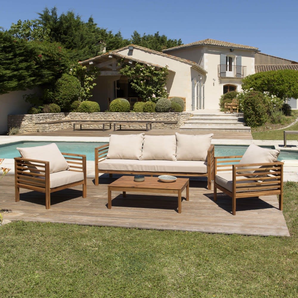 Salon de jardin en acacia 5 personnes - Maisons du Monde
