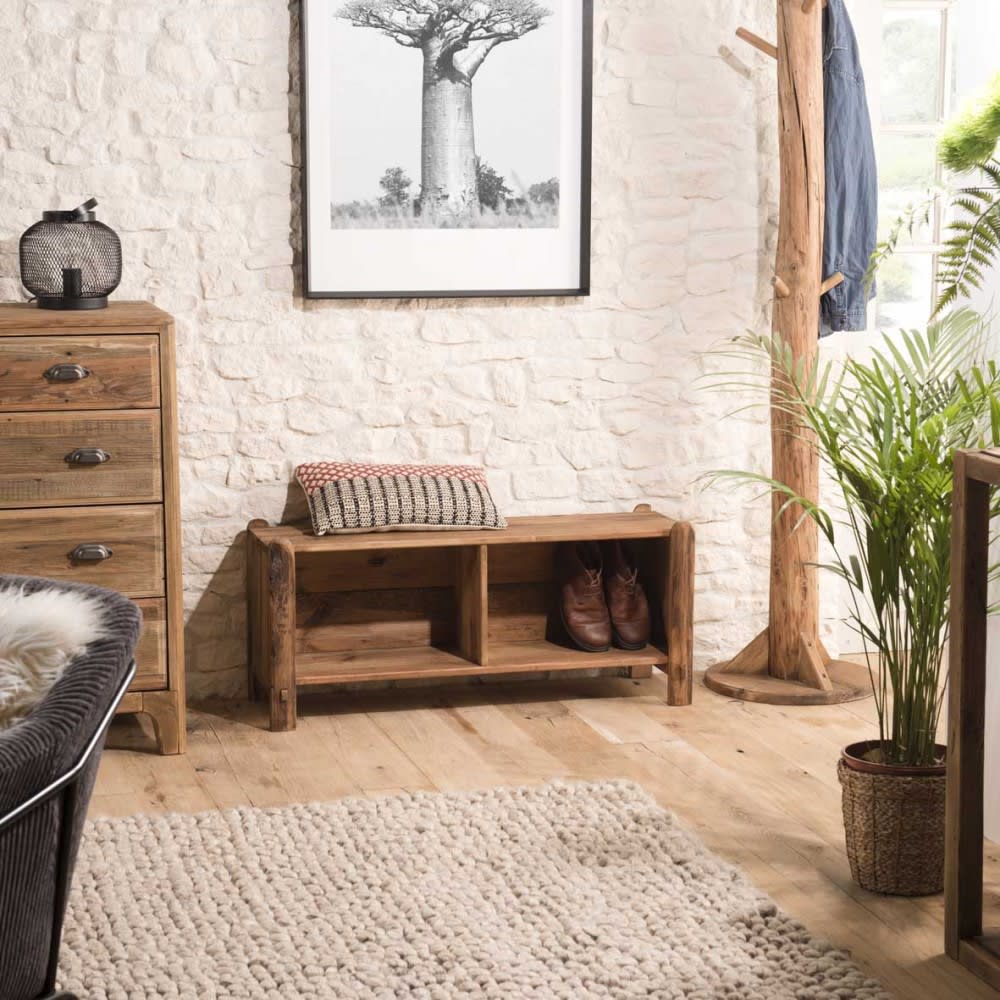 Meuble à chaussures 2 niches en pin recyclé — vue 3