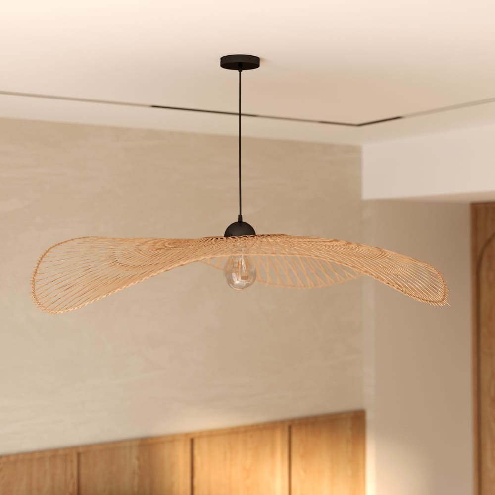 Sospensione d100 cm in bambù con filo nero - Maison Pavane