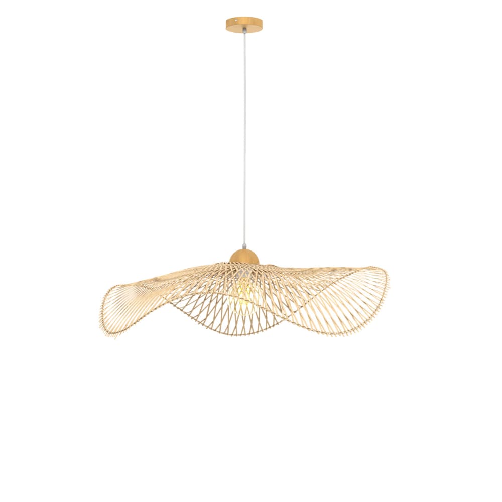 Suspension D75 cm en bambou avec fil blanc