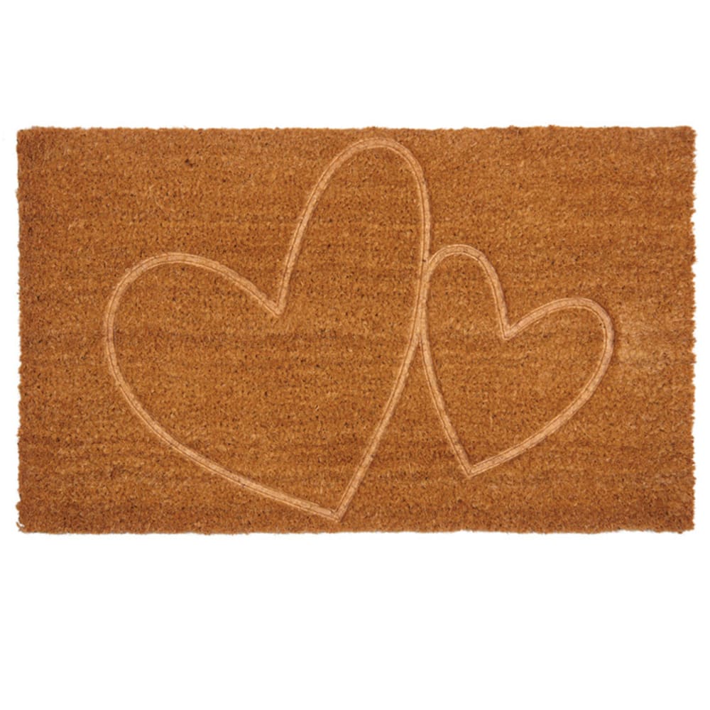 Paillasson coco double c ?ur 45 x 75 cm