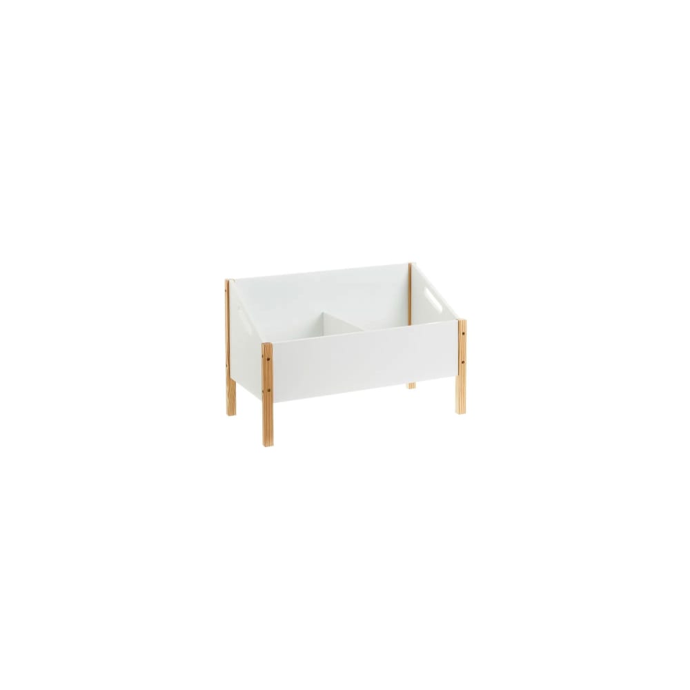 Wadiga - Meuble rangement jouets blanc et bois 63x33x42cm