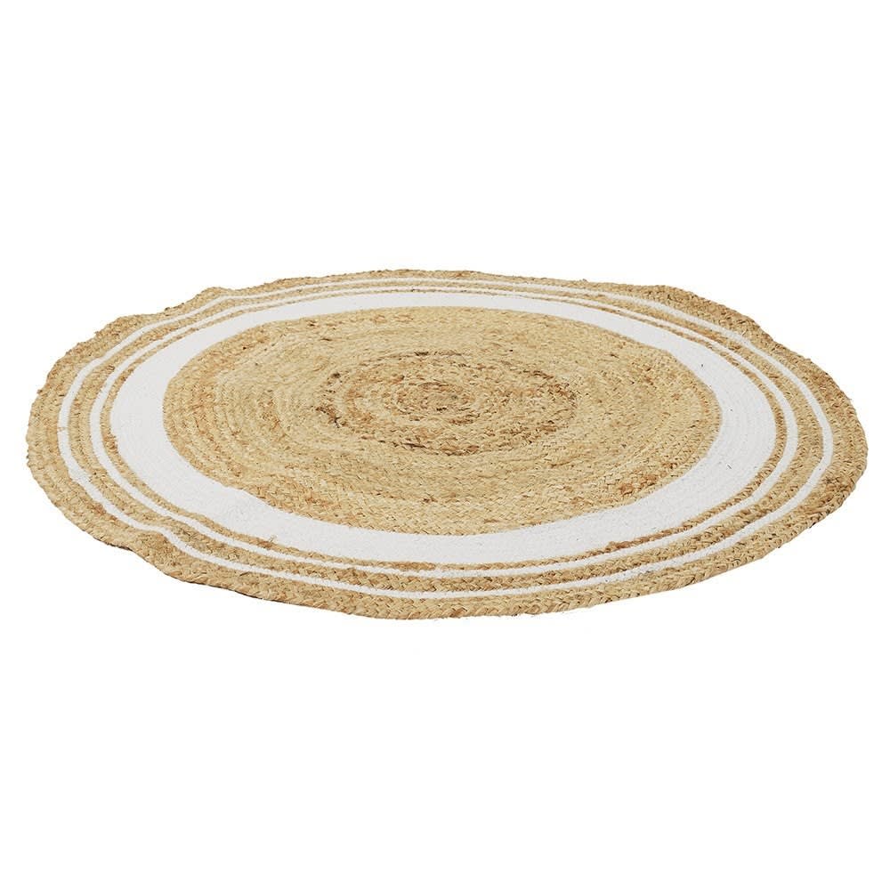 Tapis rond jute coton blanc D90cm - Maisons du Monde