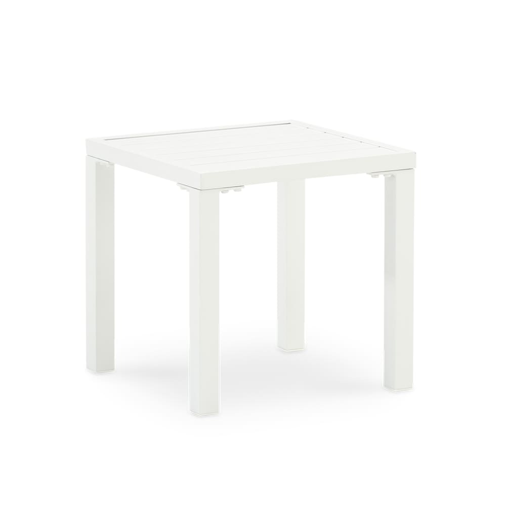 Mesita auxiliar de jardín de aluminio blanco