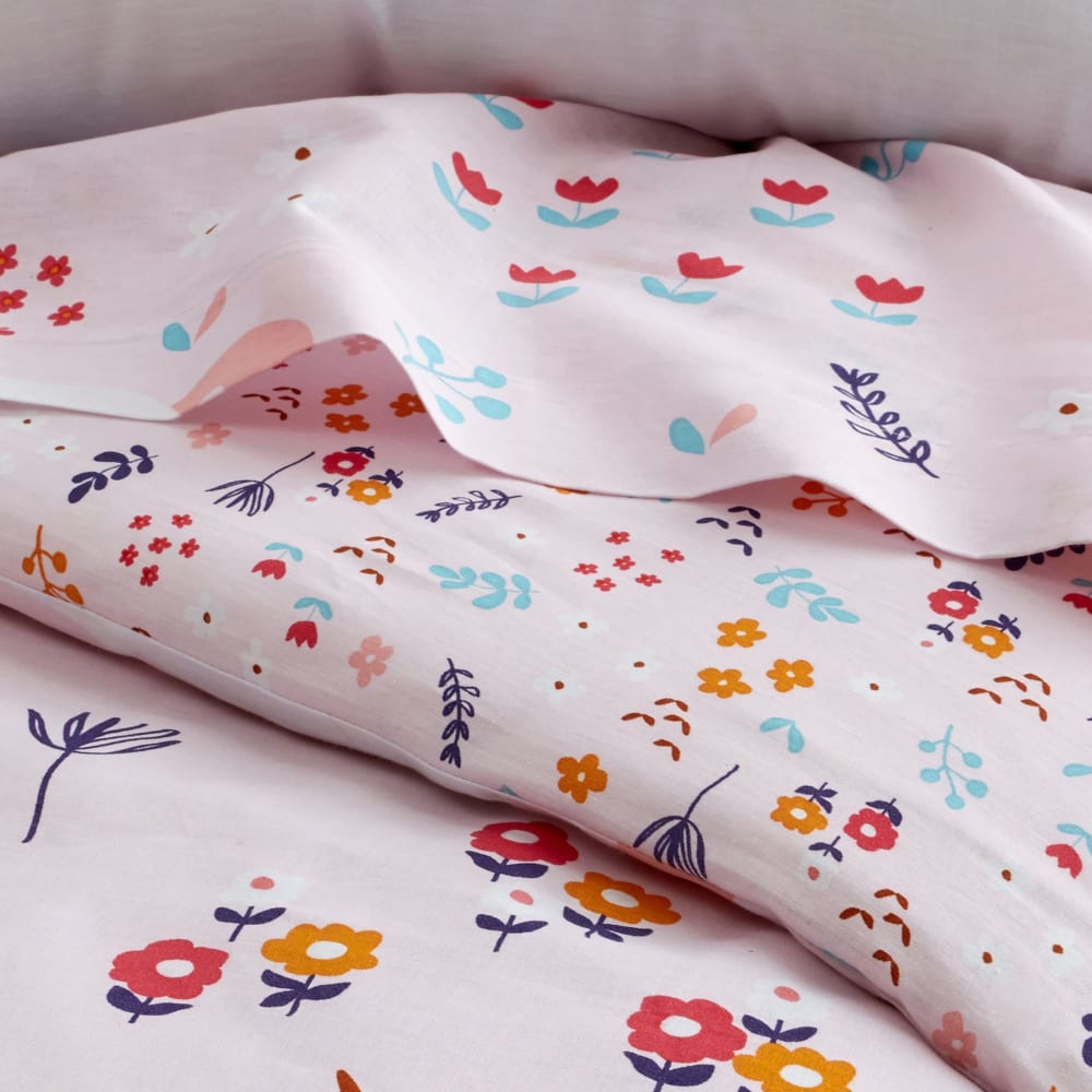 Housse de couette en coton rose 140x200cm