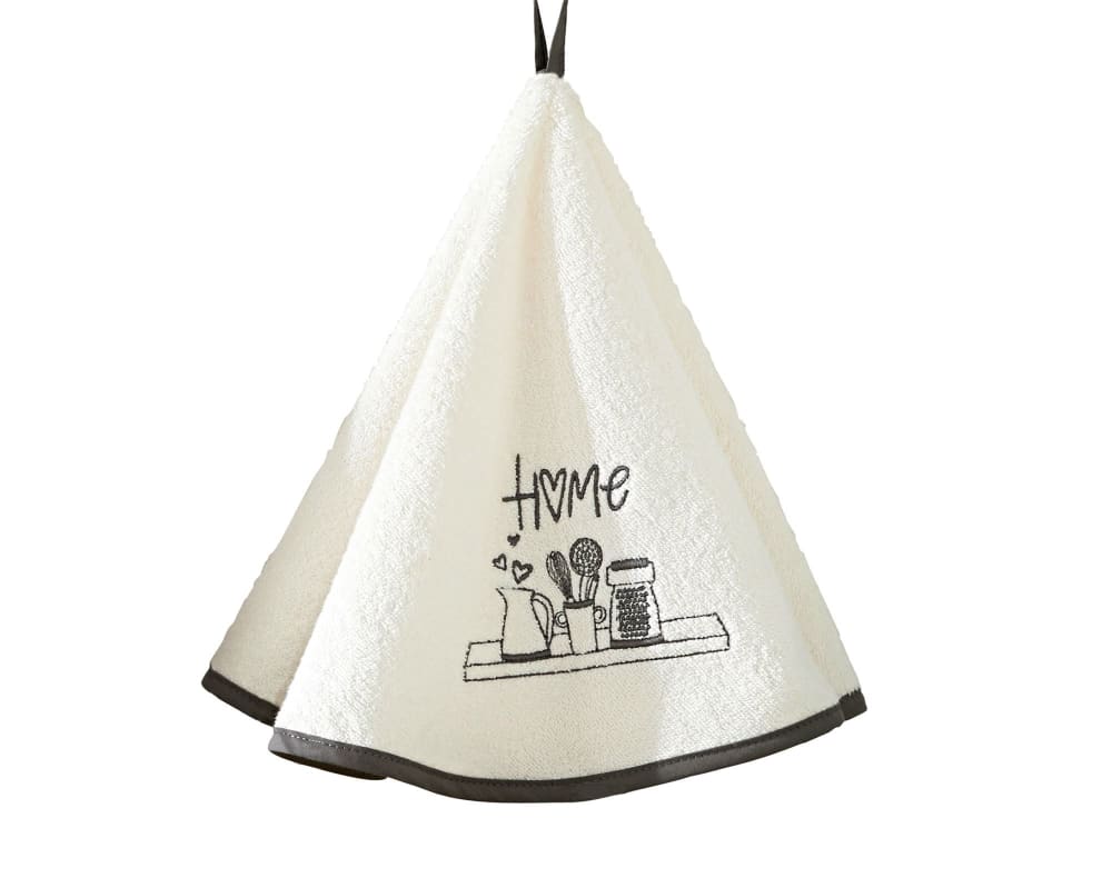 Essuie-mains rond D.60 blanc cassé en coton