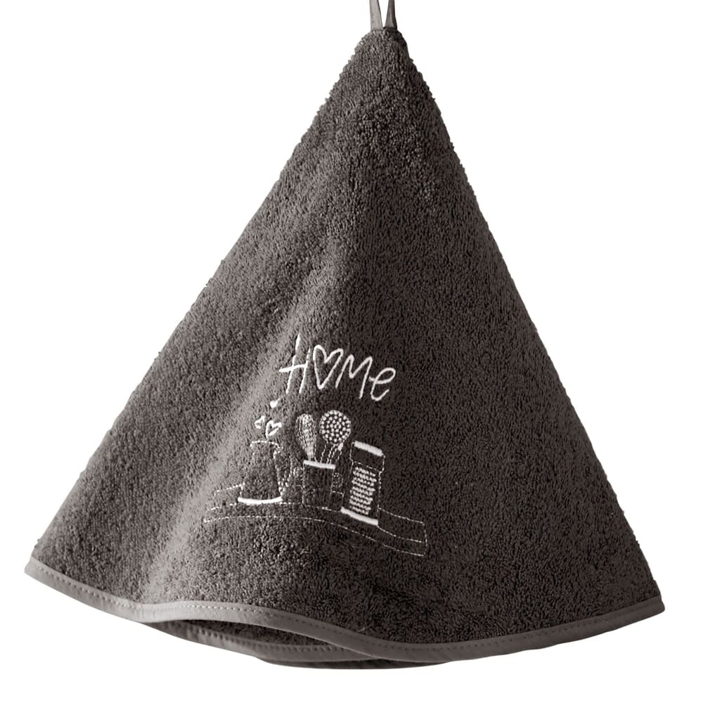 Essuie-mains rond D.60 gris anthracite en coton