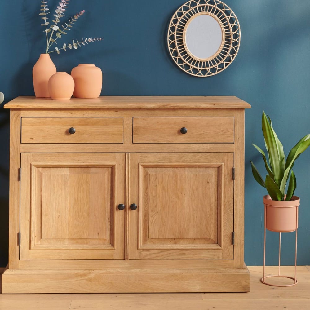 Buffet bas parisien 2 portes 2 tiroirs en chêne massif - Maisons du Monde