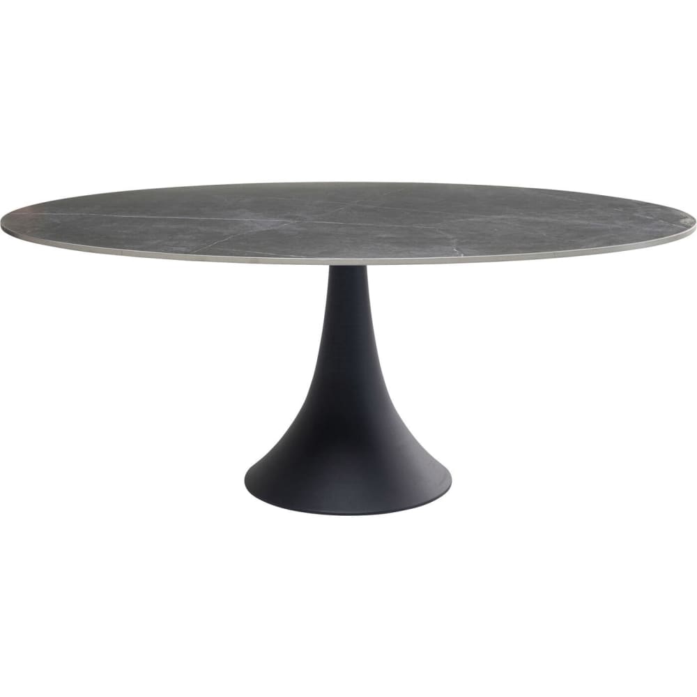 Mesa de comedor para 6 personas en aluminio negro y gres l180