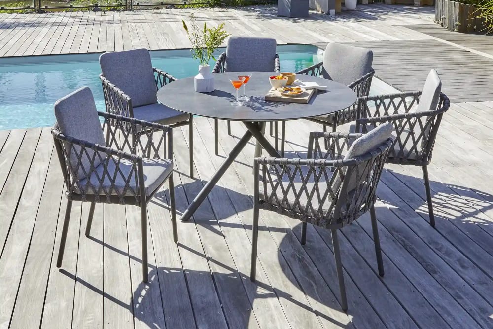 dcb garden Ensemble repas de jardin en aluminium style contemporain Noir