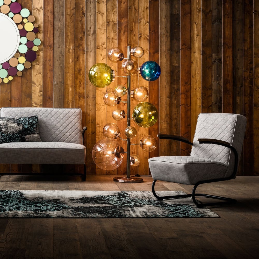 Lampadaire en acier cuivré 15 abat-jours en acrylique h160 - Maisons du Monde