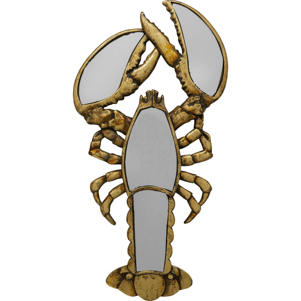 Déco murale homard doré en verre miroir 47x26