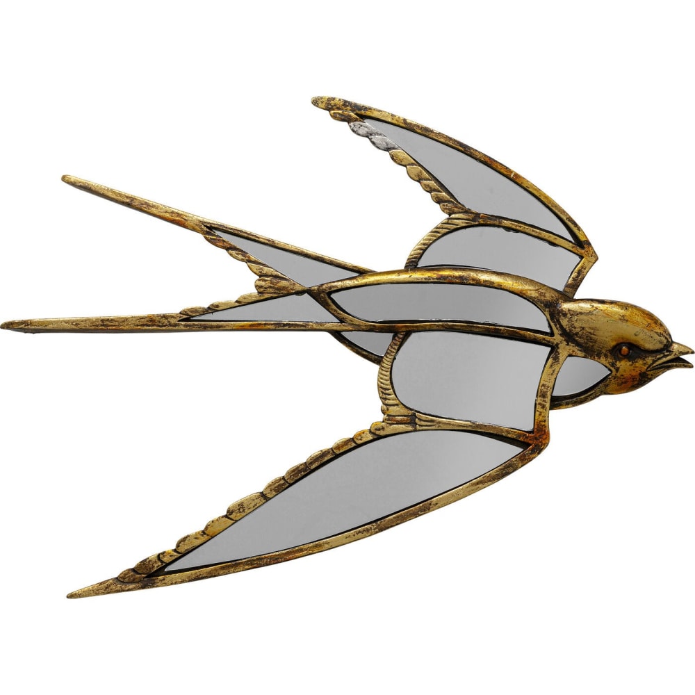 Decoración de pared golondrina dorada en espejo de cristal 31x39