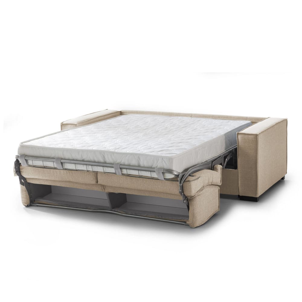 2-Sitzer-Schlafsofa aus beigem Stoff, 200 x 95 x 90 cm - Maisons