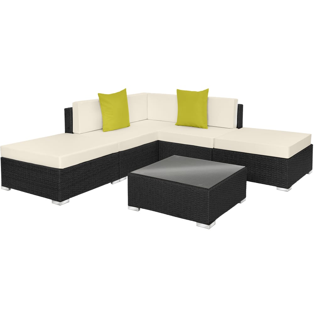 Canapé de jardin Lounge en rotin Avec cadre en aluminium noir