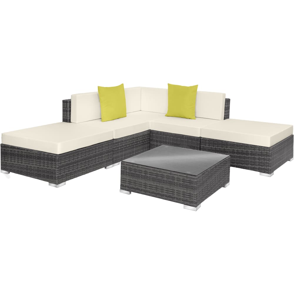 Canapé de jardin Lounge en rotin Avec cadre en aluminium gris