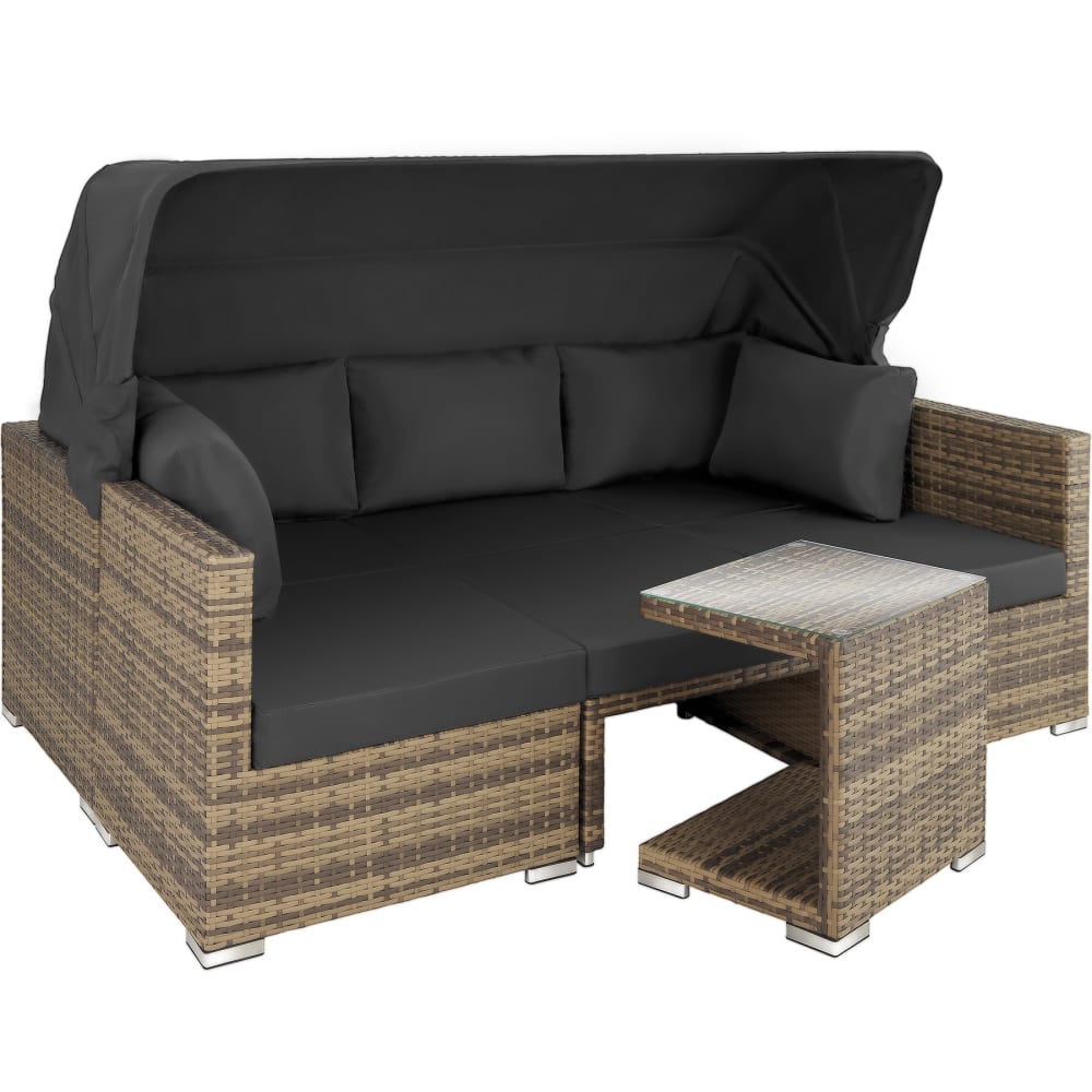 Canapé de jardin Lounge en rotin Avec cadre aluminium marron naturel