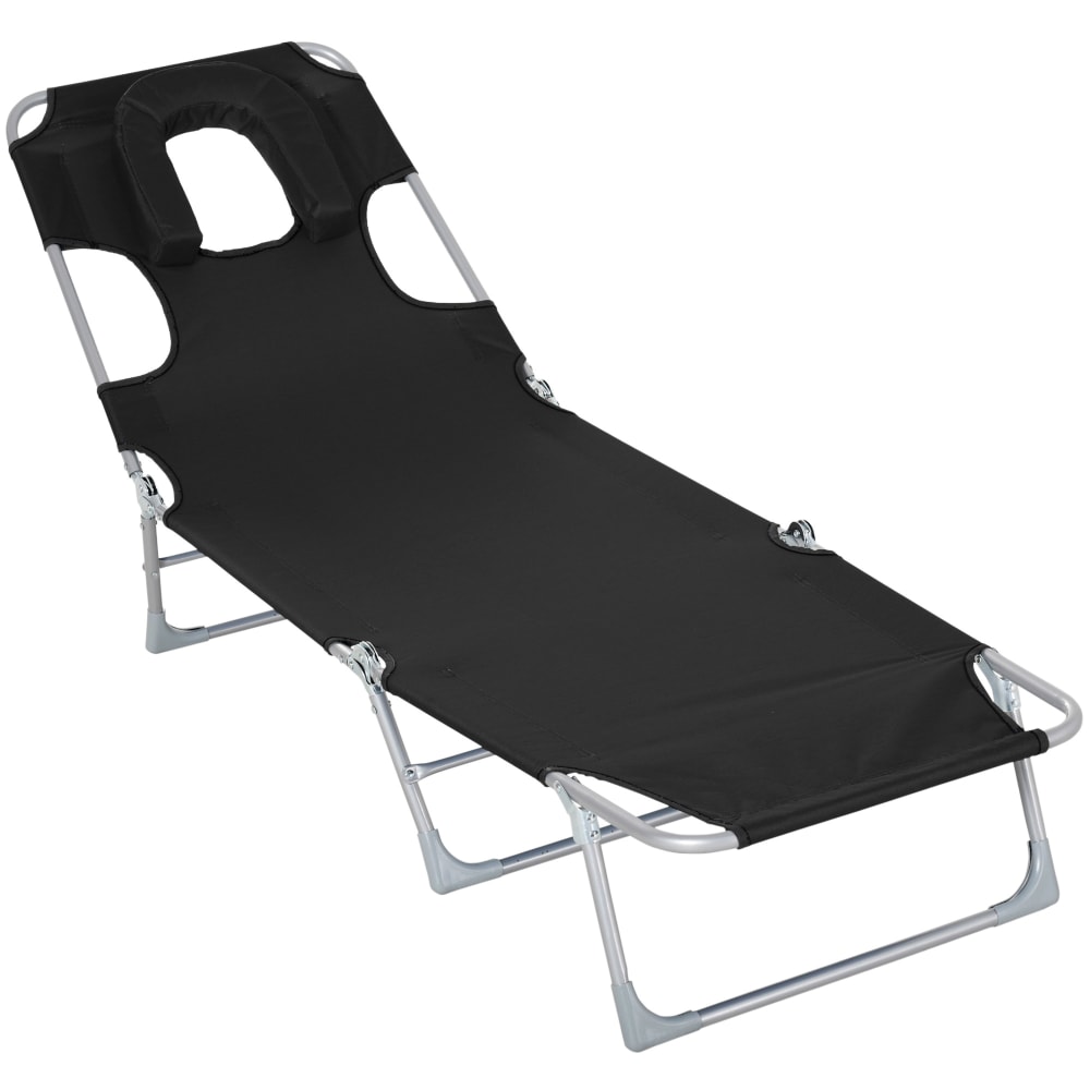 Tumbona reclinable 182x56x28 cm negro
