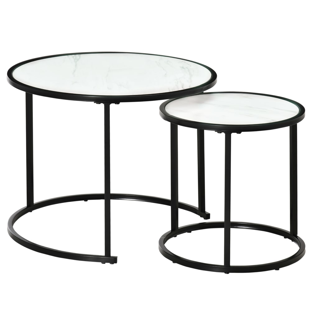 Set 2 mesas auxiliares 60x60x46 cm blanco