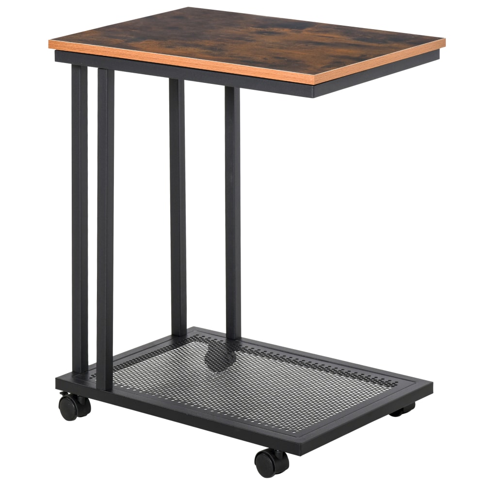 Mesa lateral 51x36x65 cm negro y madera