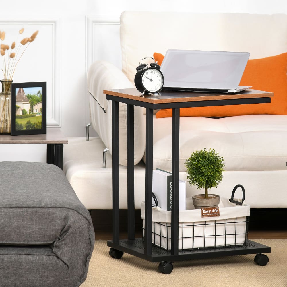 Mesa lateral 51x36x65 cm negro y madera - Maisons du Monde