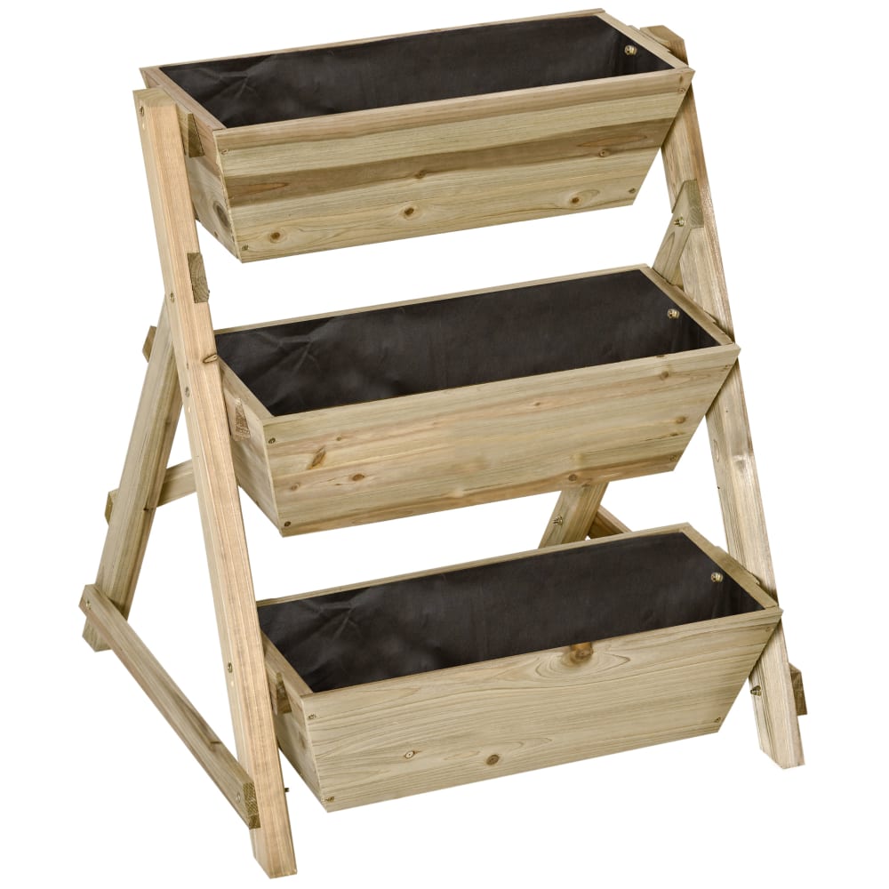 Jardinera de escalera 71x61x77 cm madera natural
