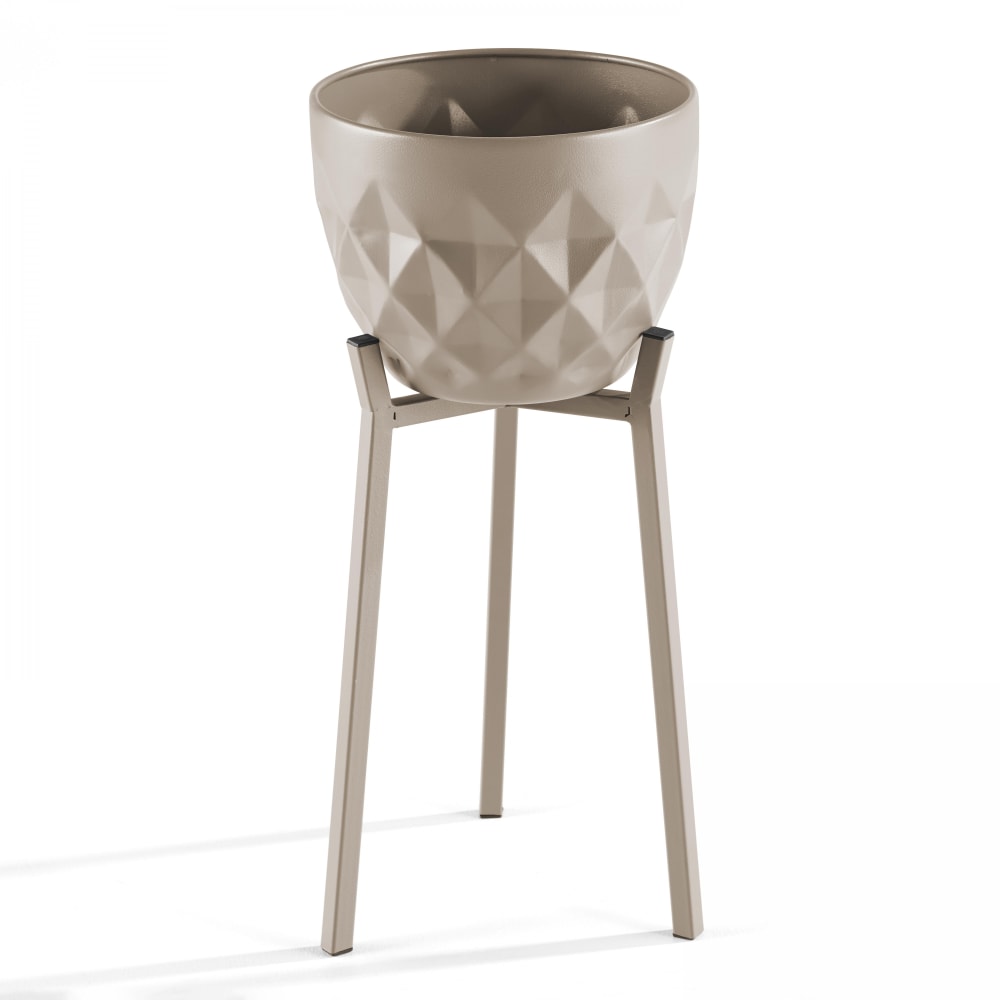 Oviala Lot de 2 caches pots en métal taupe style industriel Beige Acier