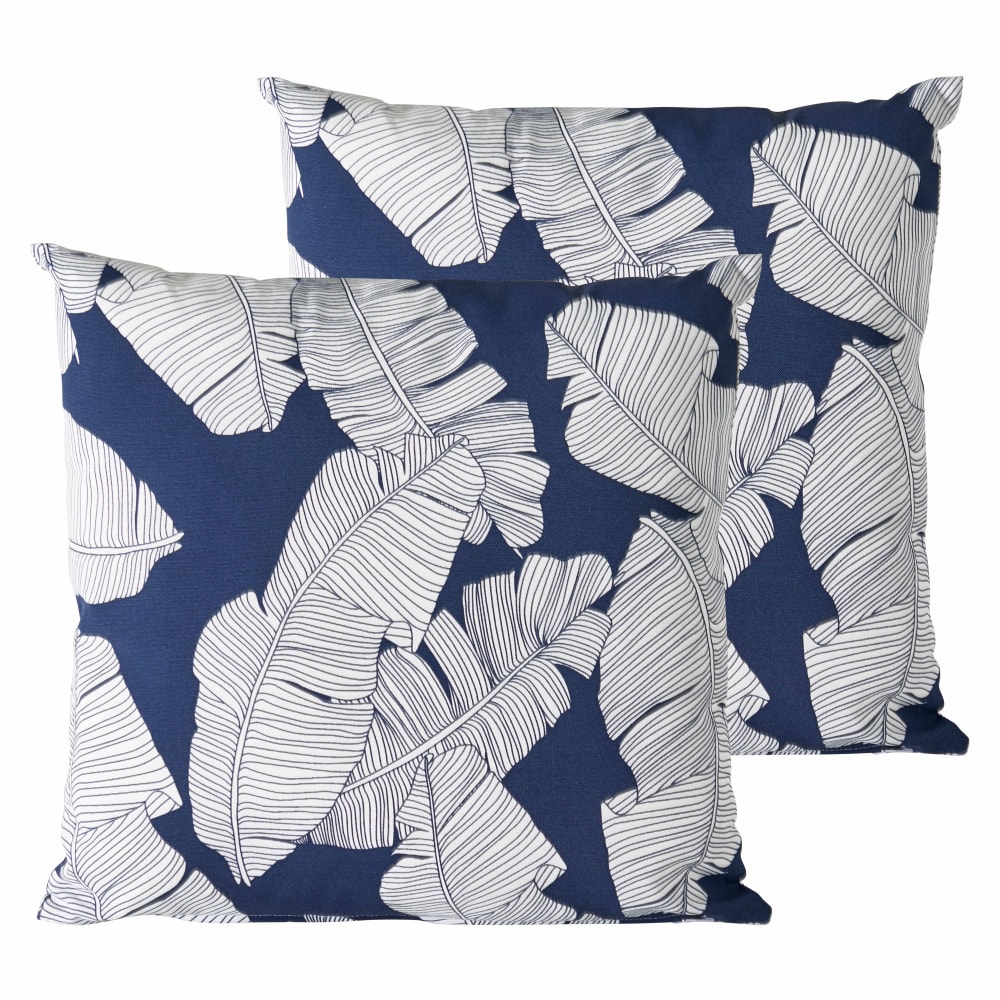 Lot de 2 coussins carrés polyester abaca bleu 45x45x8 cm
