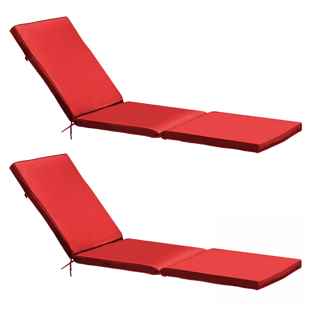 Lote de 2 cojines de poliéster para tumbona rojos 186 x 53 x 5 cm