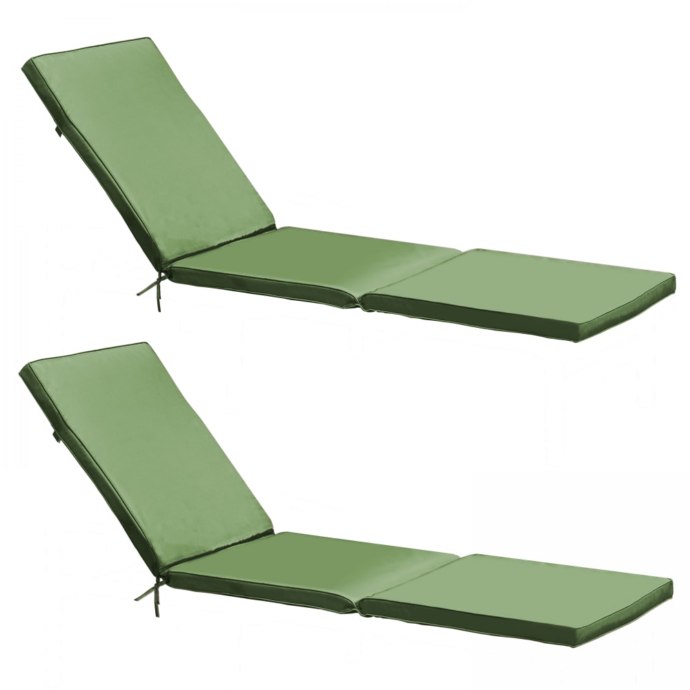 Lot 2 coussins bain de soleil polyester vert 186 x 53 x 5 cm