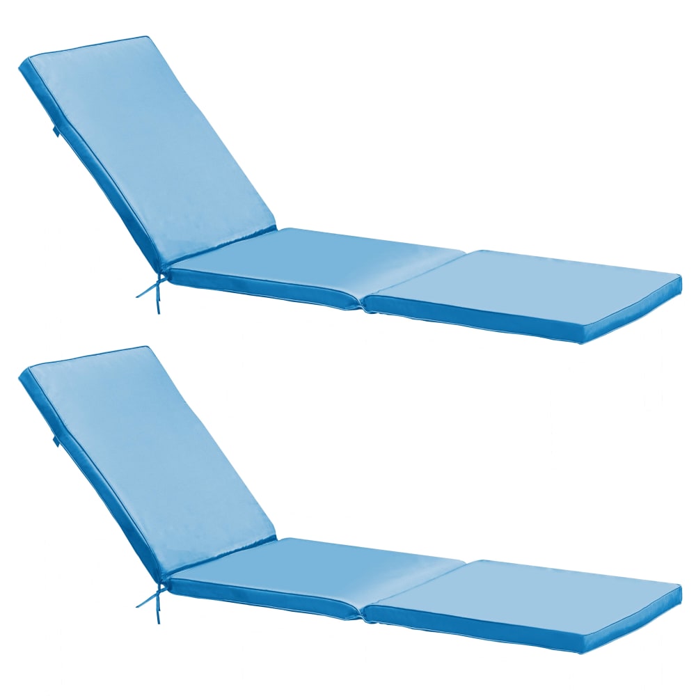 Lote de 2 cojines de poliéster azul para tumbona 186 x 53 x 5 cm