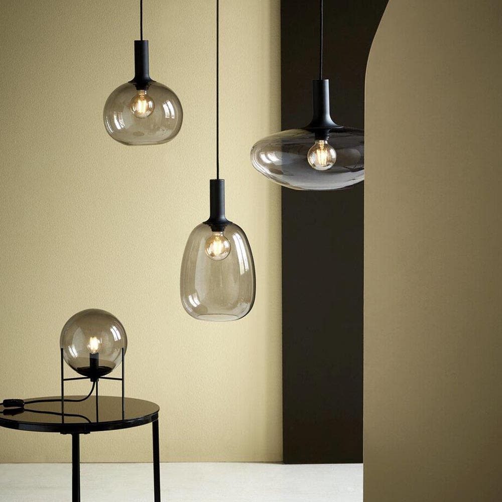 Suspension métal verre diamètre 35cm gris - Maisons du Monde