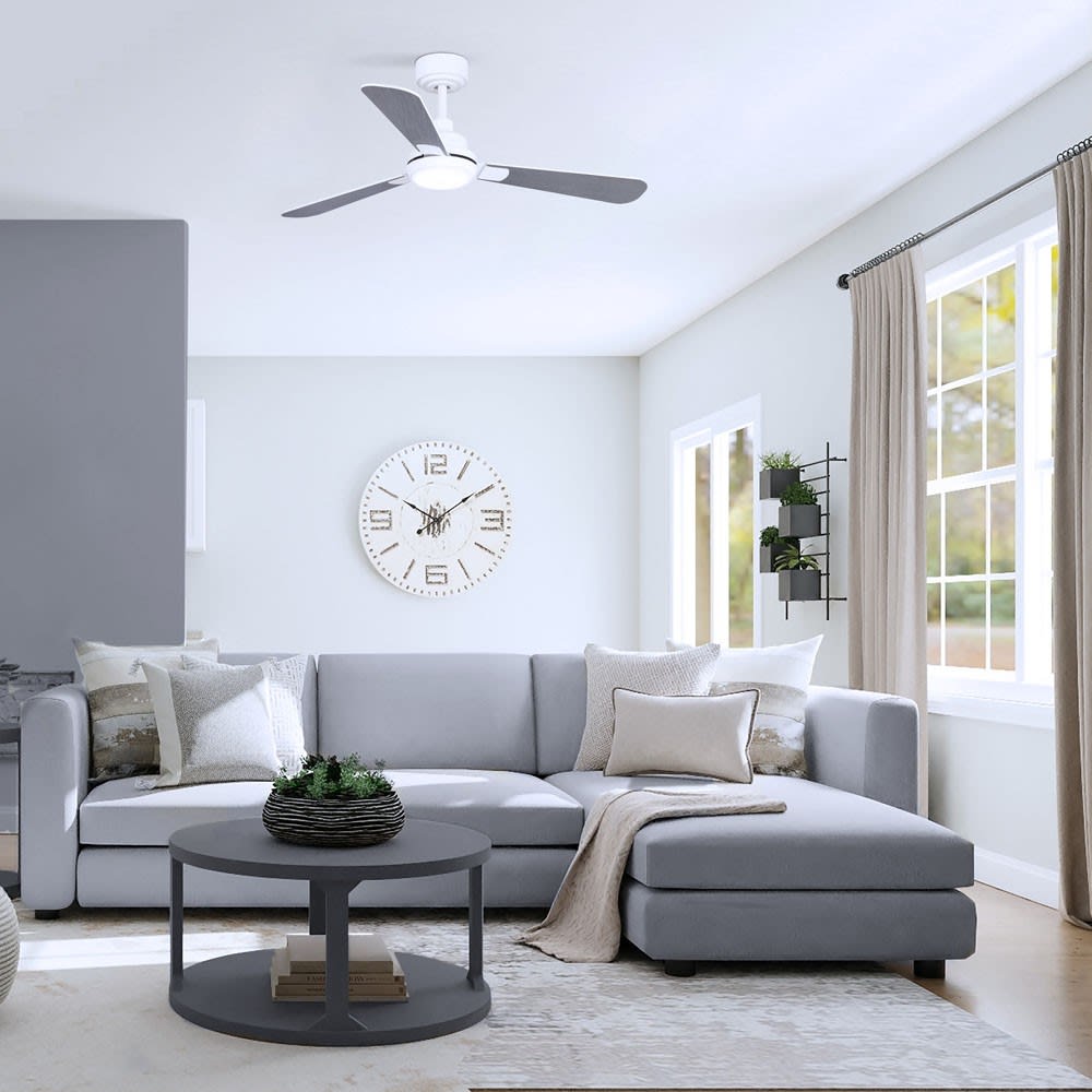 Ventilatore led da 18W e pale reversibili bianche o grigie -