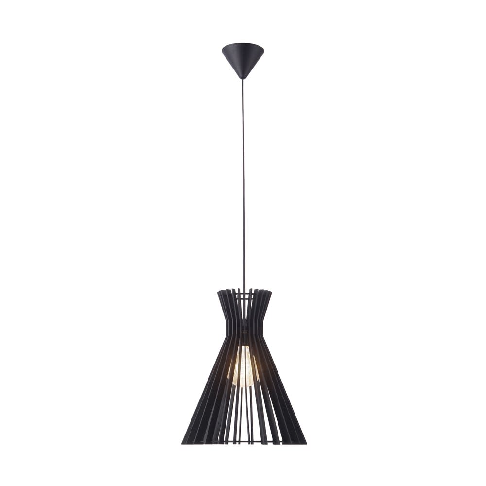 Lámpara de techo nórdico de madera negra y pantalla original ø34
