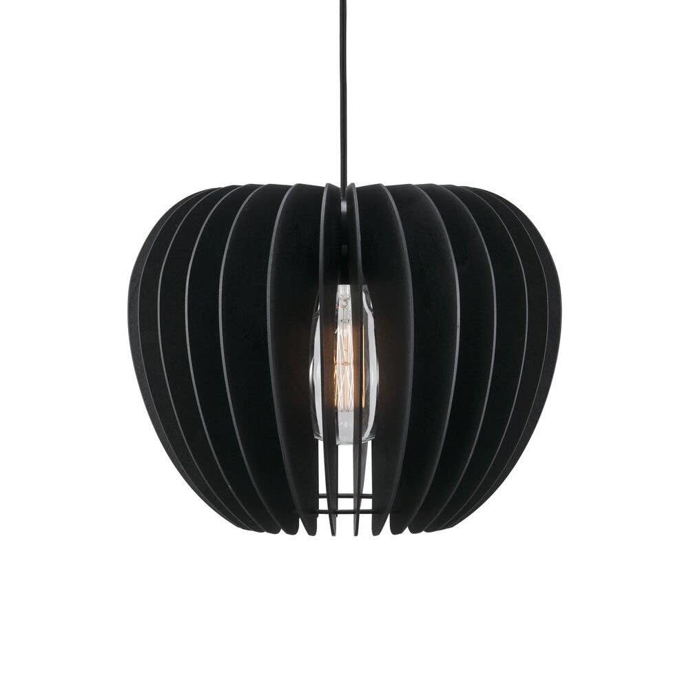 Nordlux Hängelampe mit schwarzem Lampenschirm aus Holz Ø38cm style modern - Holz