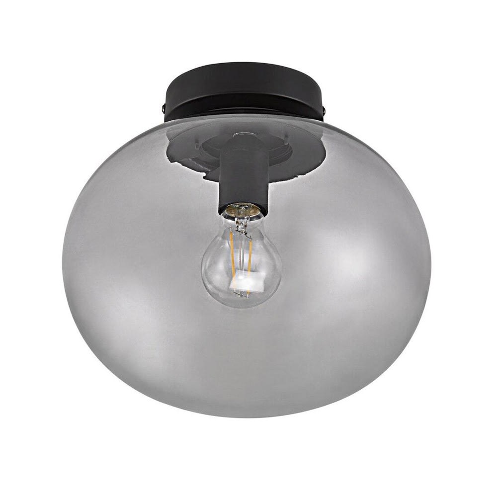 Plafonnier moderne noir avec sphère en verre fumé Ø23cm