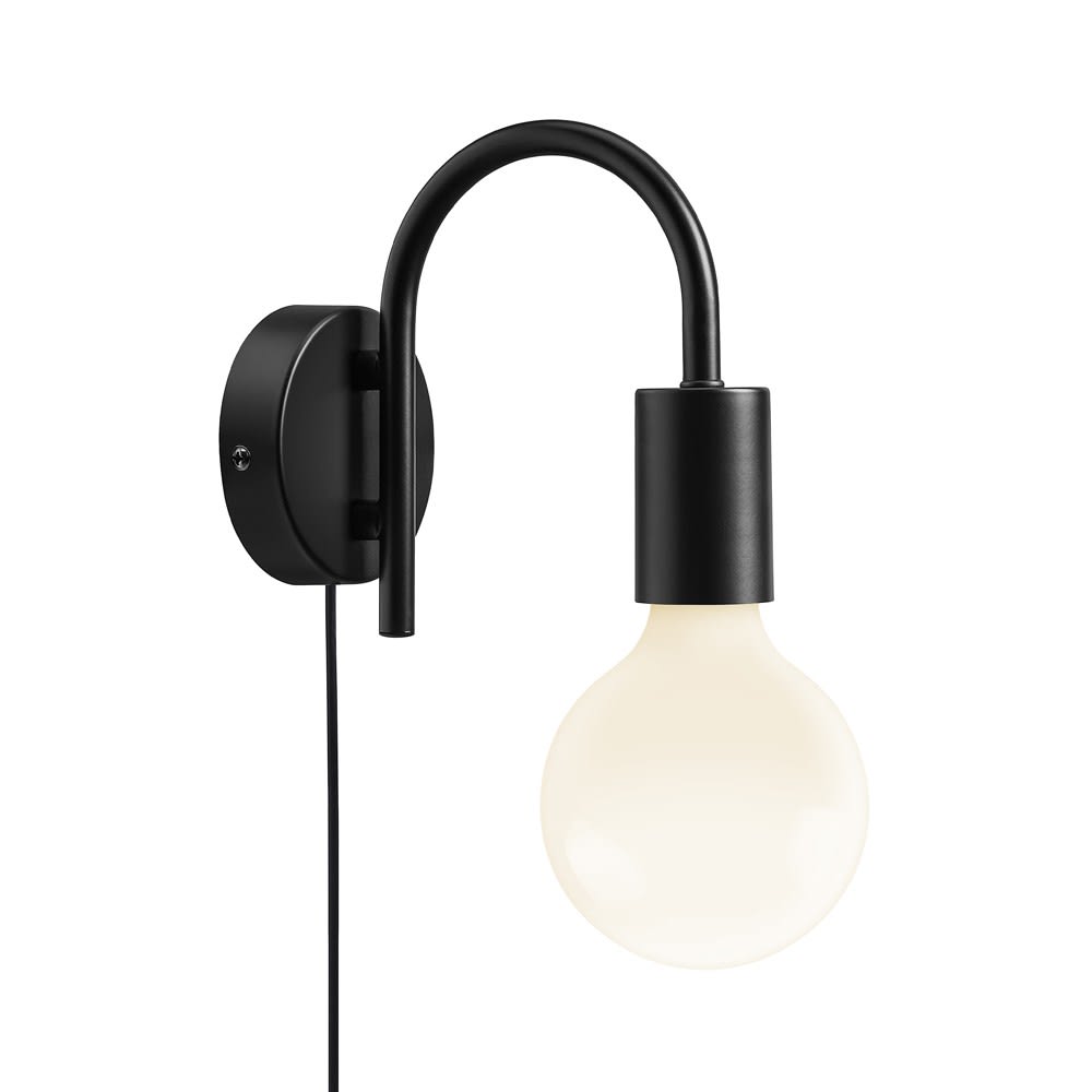 Applique murale noire de style vintage avec interrupteur à câble