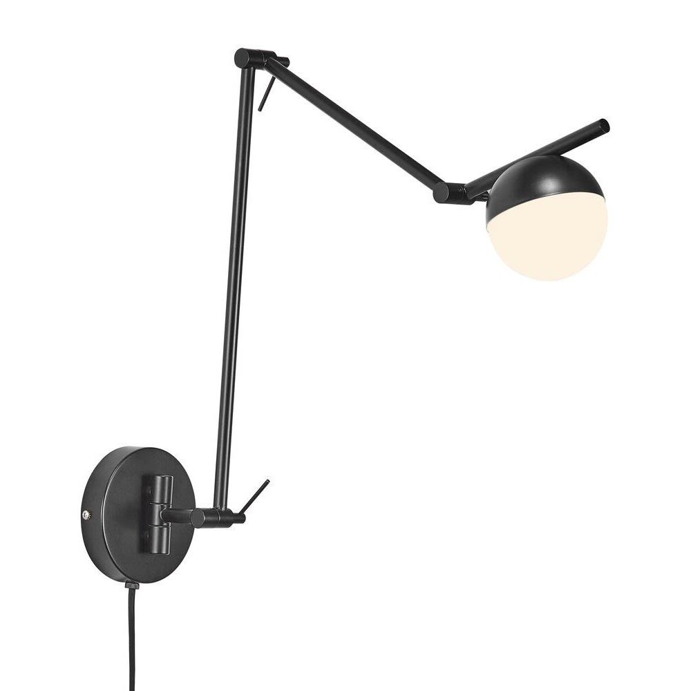 Applique murale noire structure orientable avec interrupteur à câble
