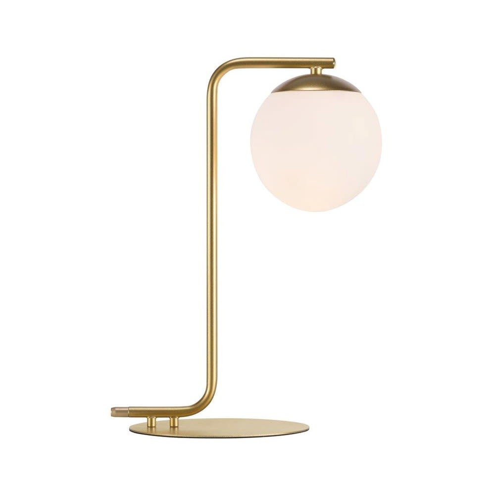 Lámpara de mesa dorado estilo nórdico y bola de cristal blanco