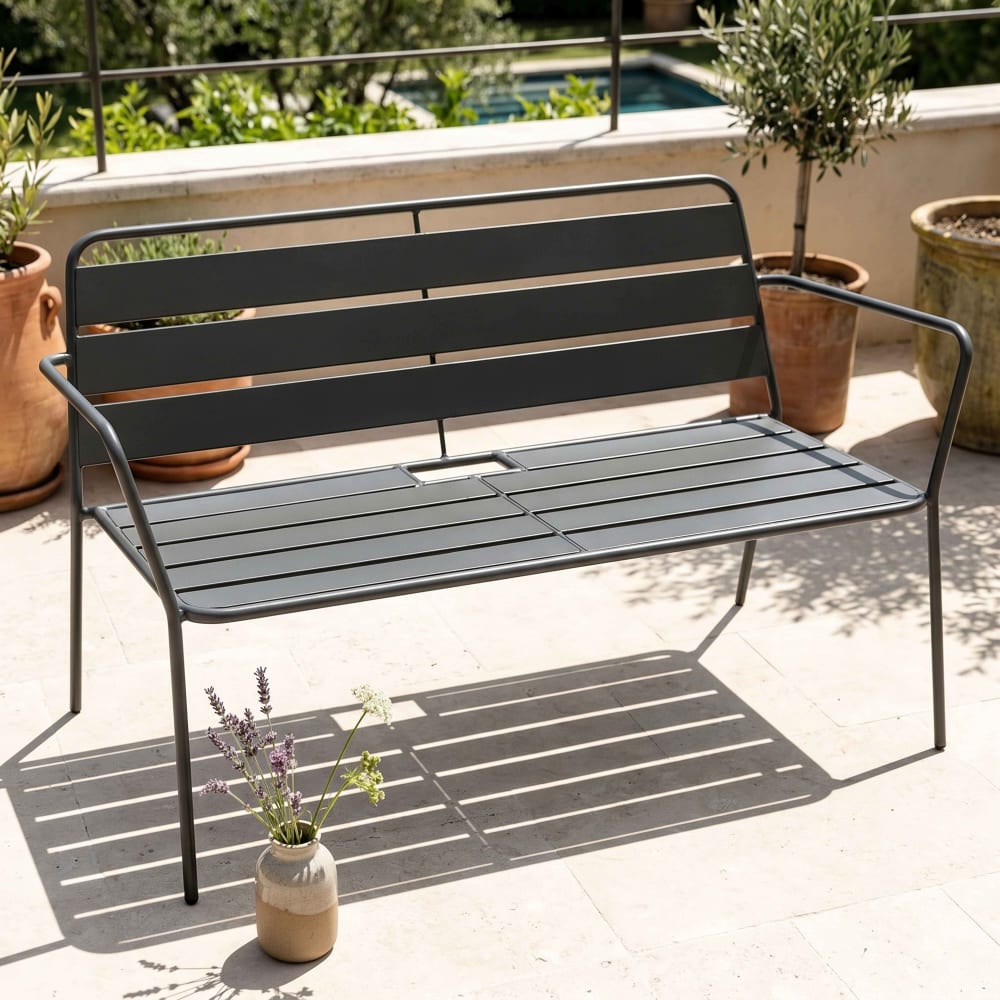Canapé de jardin en métal gris - Maisons du Monde
