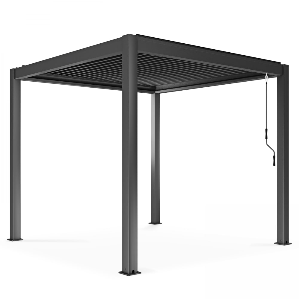 Pergola bioclimatique autoportée gris 3 x 3 x 2.57 m