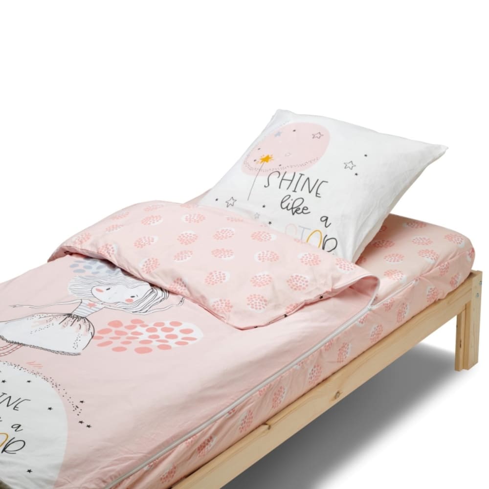 Parure de lit enfant sans couette motif princesse shine 90x190cm